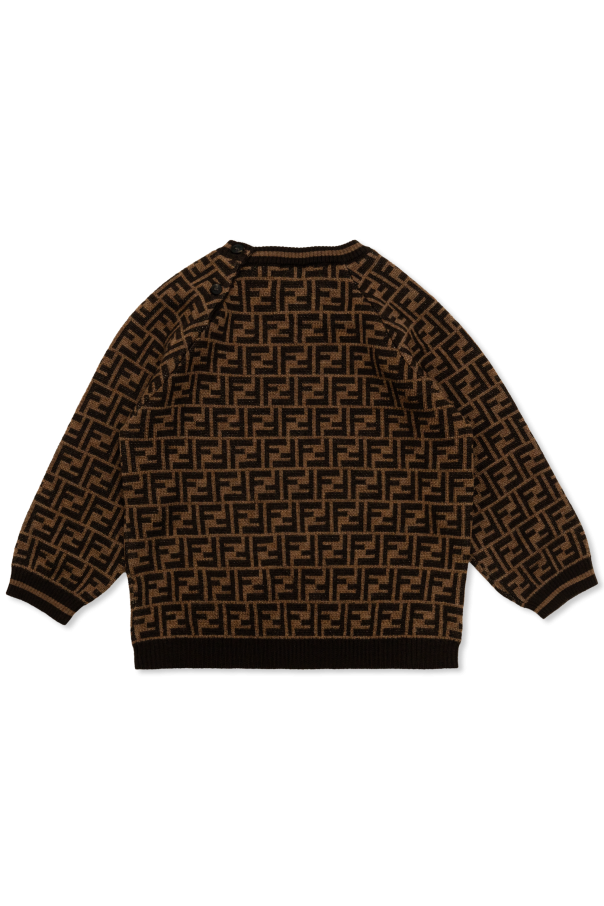 Fendi Kids Wełniany sweter z monogramem