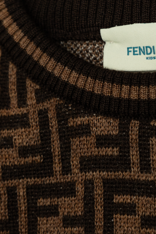 Fendi Kids Wełniany sweter z monogramem