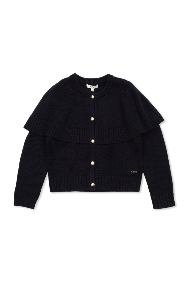 Cardigan with logo-shaped applique od Chloé Kids