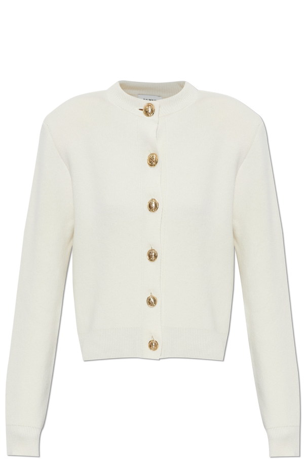 Wool cardigan with shoulder pads od Balmain