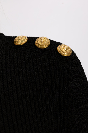 Balmain Prążkowany sweter z logo