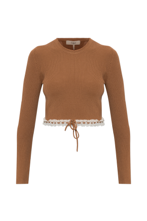 Pullover mit Spitzenbesatz