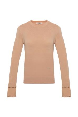 Wool top with embroidered logo