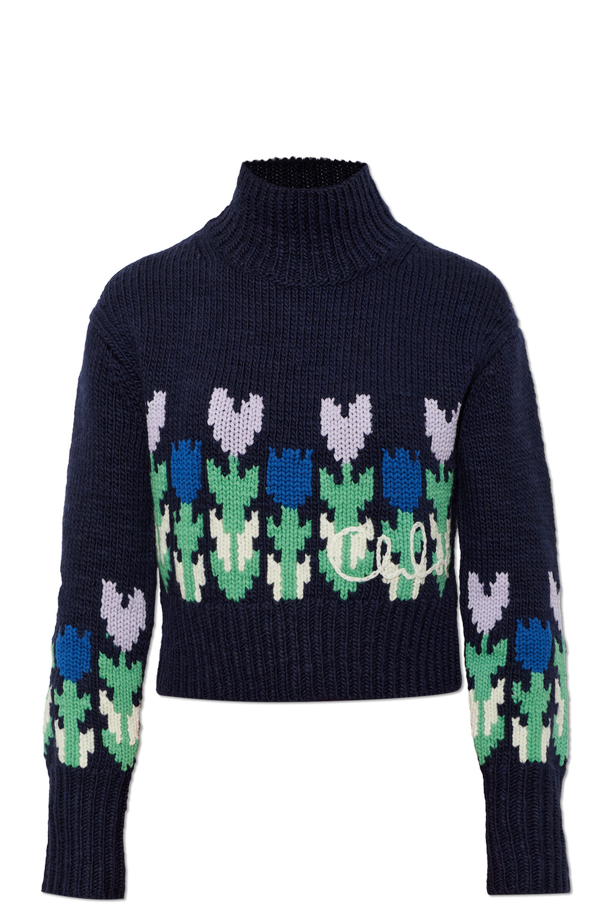 Wool turtleneck sweater with a floral motif od Chloé