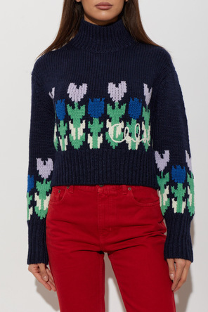 Chloé Camisola de gola alta de lã com motivo floral