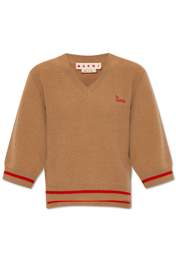 Marni Asymetryczny sweter z logo