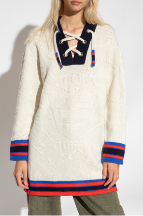 Etro col Sweater with decorative lacing