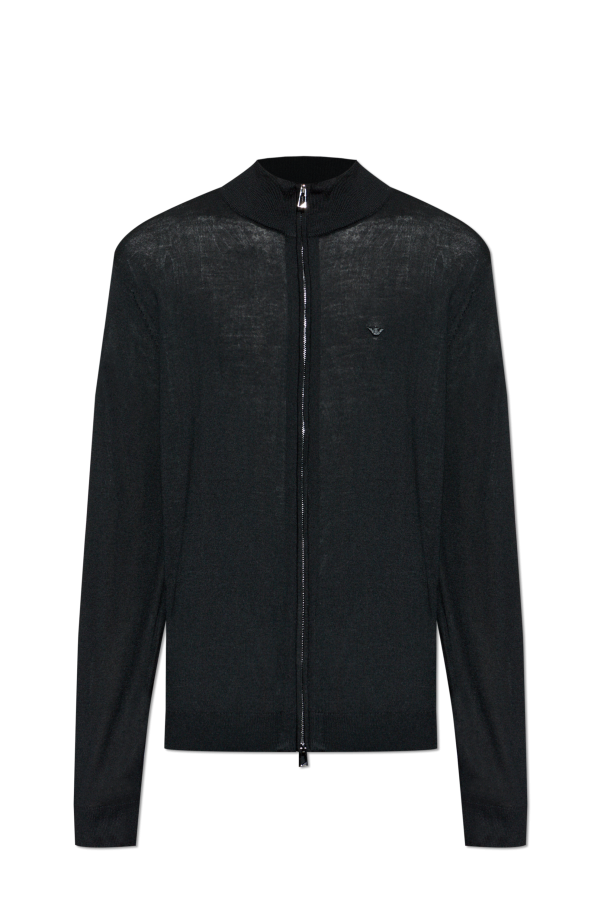 Wool cardigan with stand-up collar od Emporio Armani