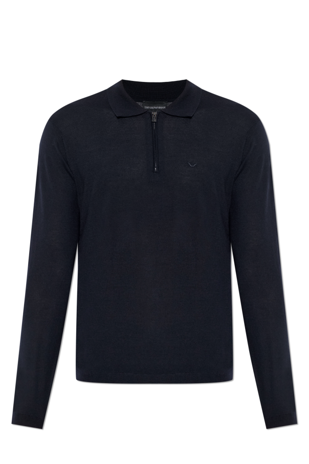 Emporio Armani Polo de lana con logo bordado