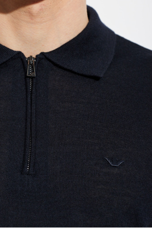 Emporio Armani Polo de lana con logo bordado