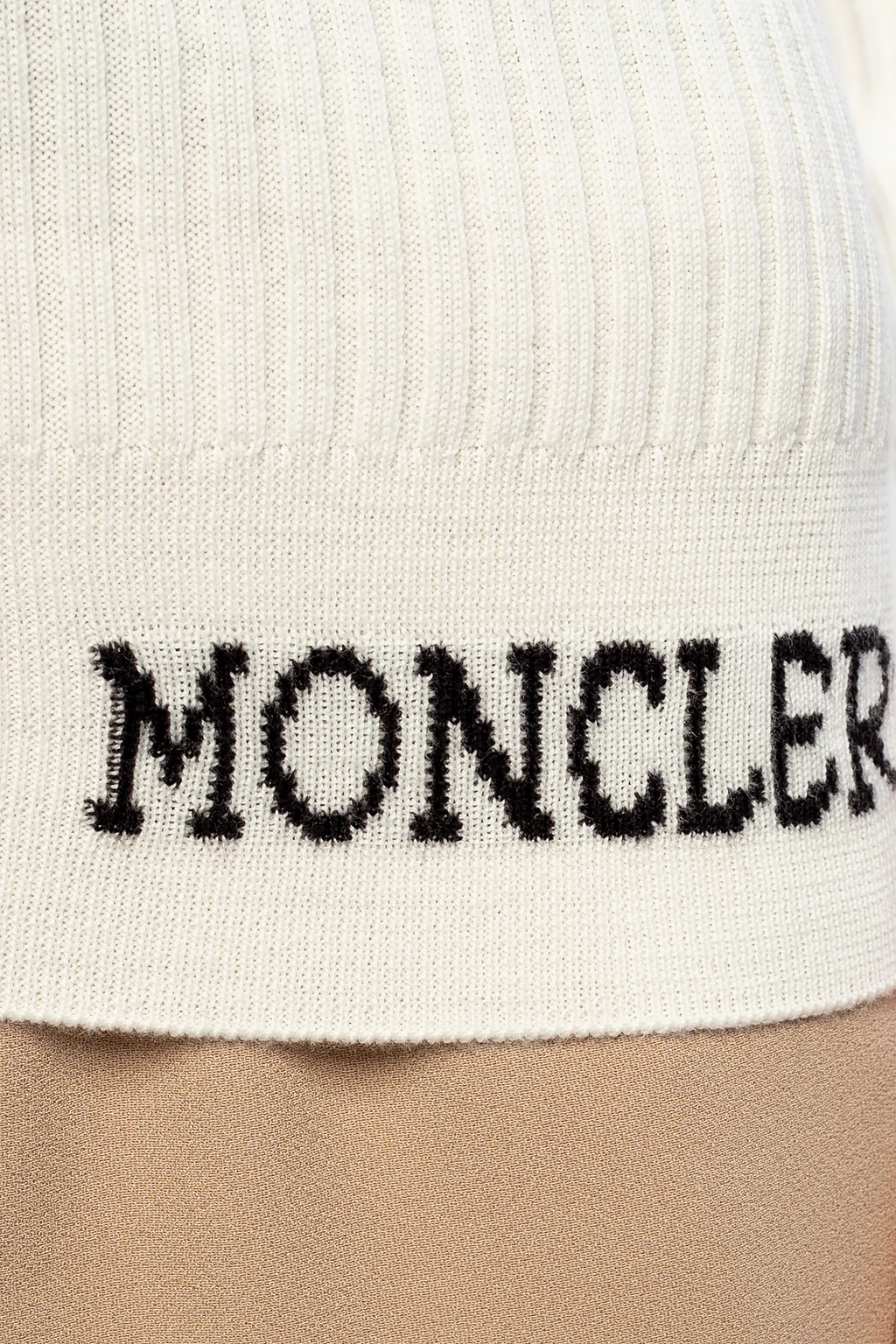 Moncler Parlez Coastal Jasnobrązowy T-shirt z nadrukiem na plecach