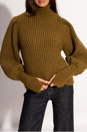 Authentic LOUIS VUITTON Turtleneck Sweater Wool Beige Chain Charm Size S