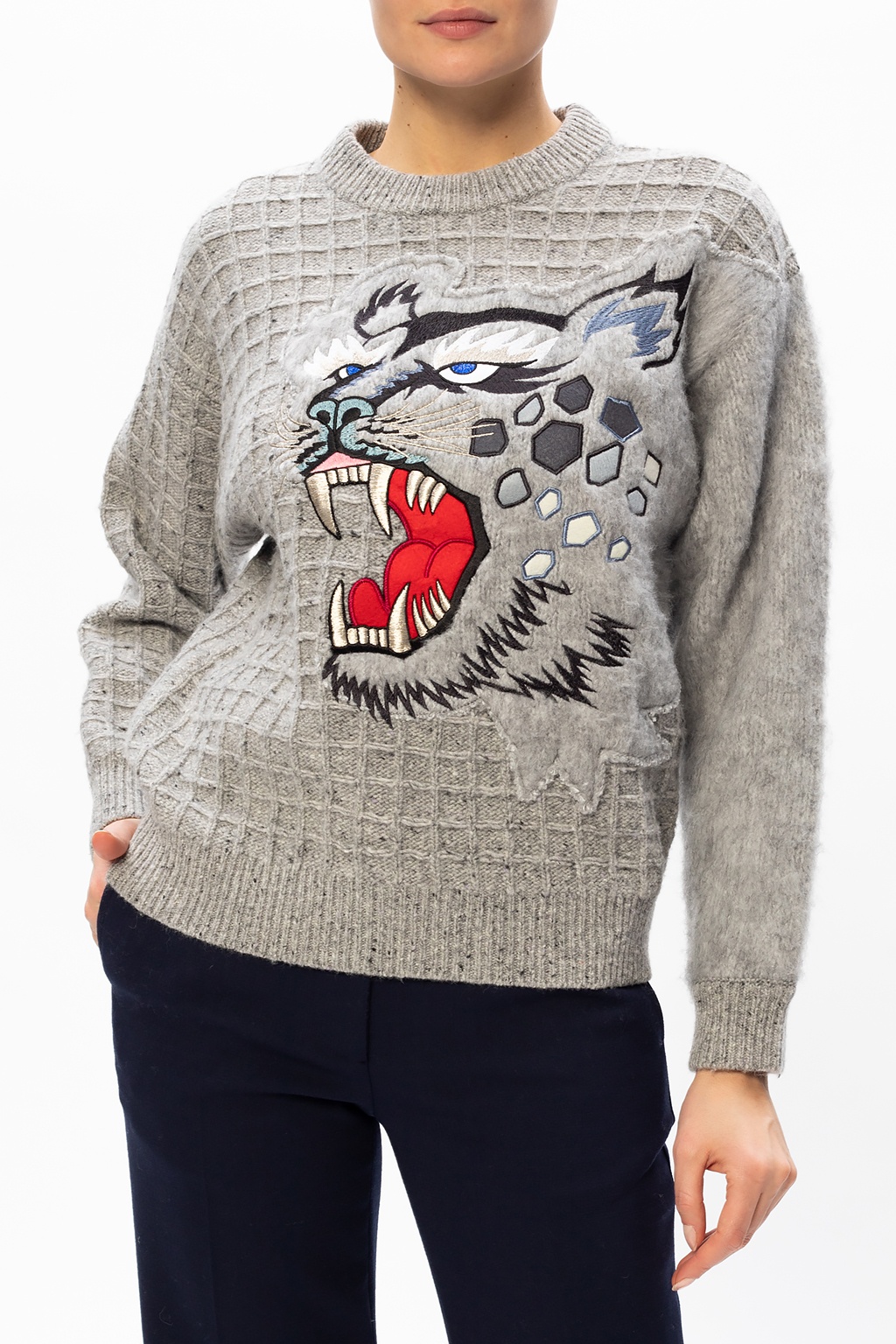 Kenzo Grey Kansai Yamamoto Edition Wool Embroidered Sweater Kenzo