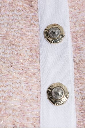 Balmain Tweed-Strickjacke mit kurzen Ärmeln