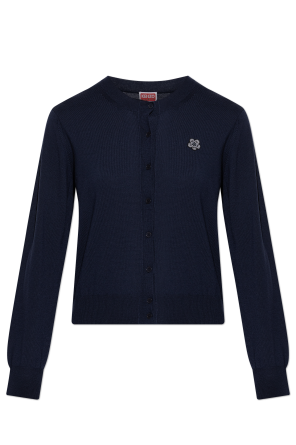 Wool cardigan with patch