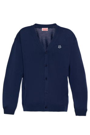 Wool cardigan with patch