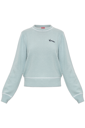 Wool sweater with appliquéd logo