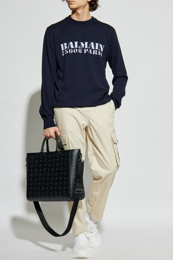 Balmain Suéter de lana con logo