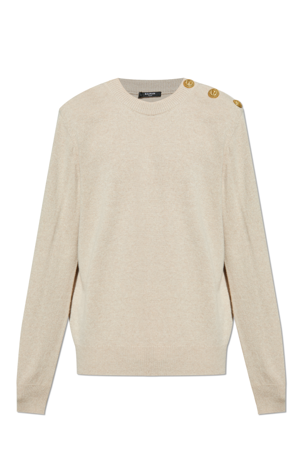 Sweater with snap fastening on the shoulder od Balmain