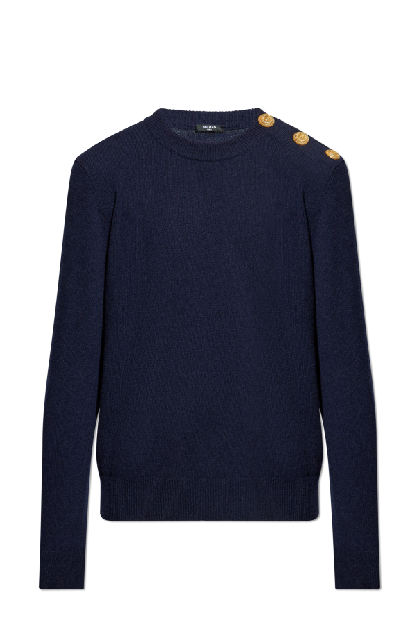 Sweater with snap fastening on the shoulder od Balmain
