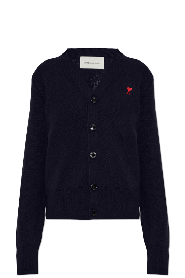 Wool cardigan with embroidered logo od Ami Alexandre Mattiussi