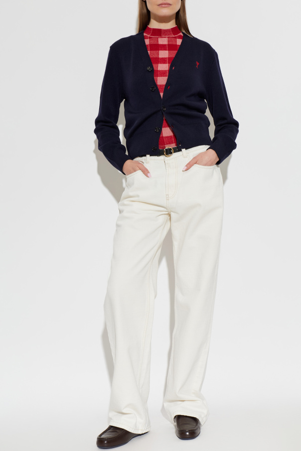 Ami Alexandre Mattiussi Wool cardigan with embroidered logo