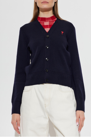 Ami Alexandre Mattiussi Wool cardigan with embroidered logo