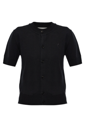 Wool cardigan with short sleeves