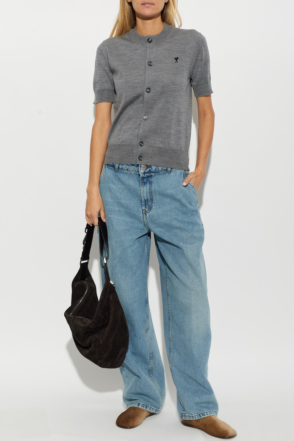 Ami Alexandre Mattiussi Wool cardigan with short sleeves
