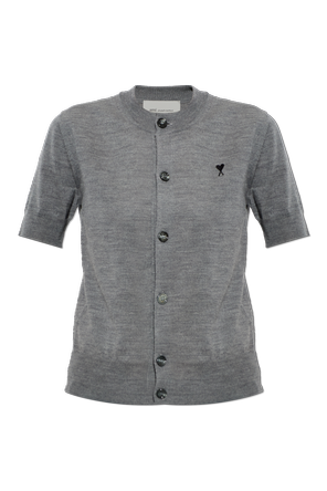 Wool cardigan with short sleeves