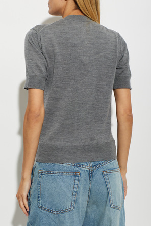 Ami Alexandre Mattiussi Wool cardigan with short sleeves