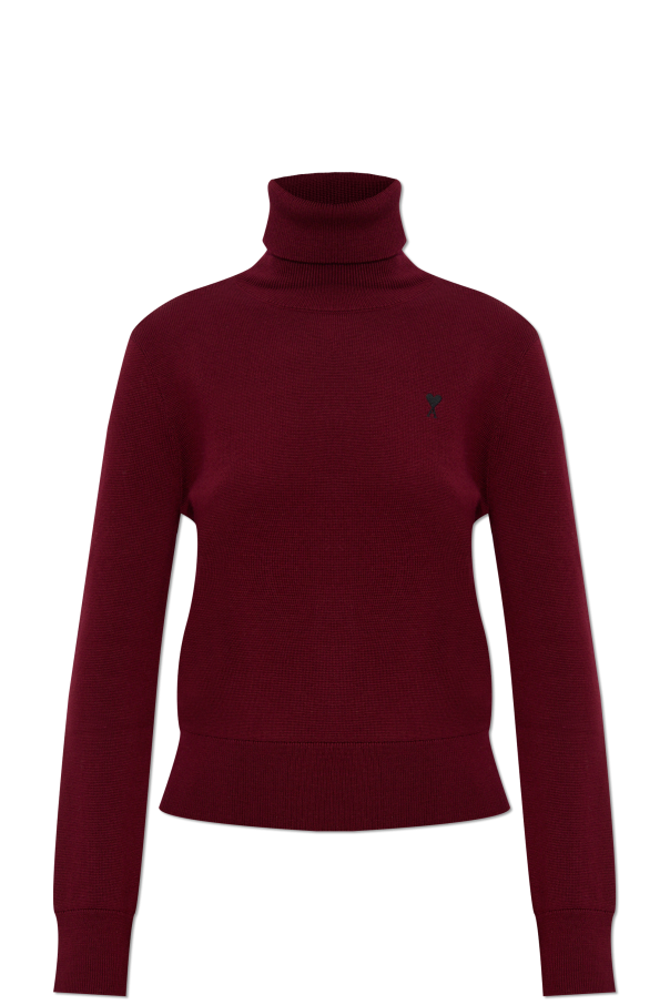 Wool turtleneck with embroidered logo od Ami Alexandre Mattiussi