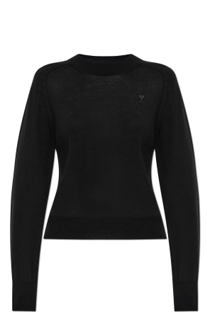 Wool sweater with embroidered logo