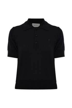 Wool polo shirt with embroidered logo