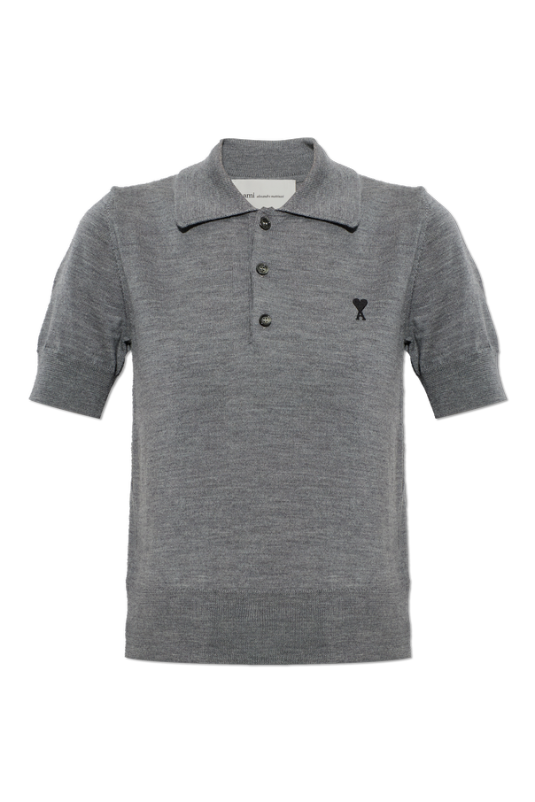 Wool polo shirt with embroidered logo od Ami Alexandre Mattiussi