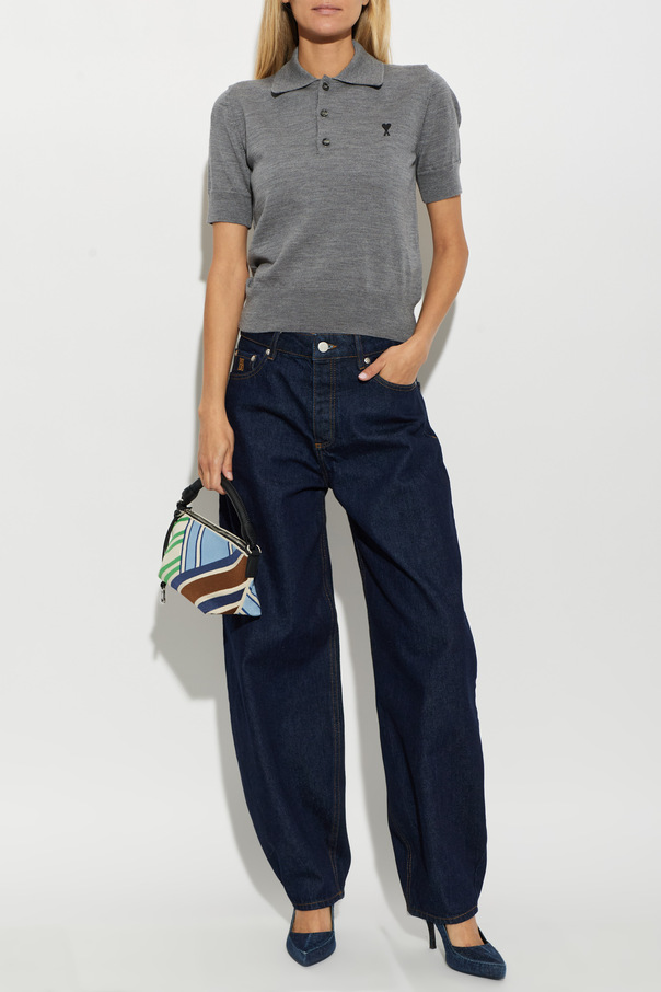 Ami Alexandre Mattiussi Wool polo shirt with embroidered logo