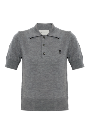 Wool polo shirt with embroidered logo