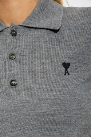 Ami Alexandre Mattiussi Wool polo shirt with embroidered logo
