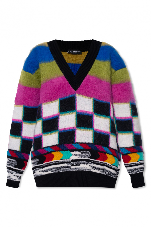 Dolce & Gabbana Multi Material Space Sneakers Patterned sweater