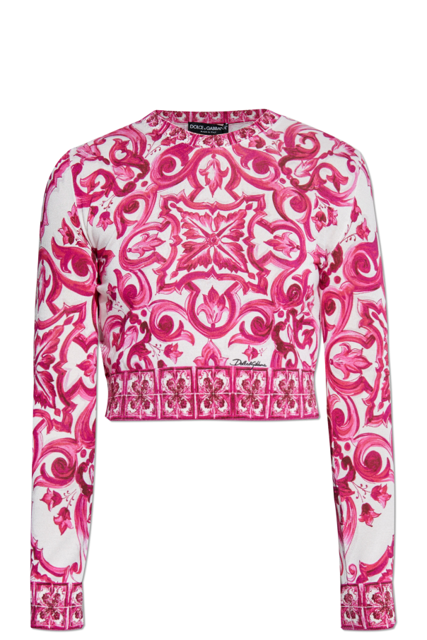 Dolce & Gabbana Krótki sweter ze wzorem `Majolica`