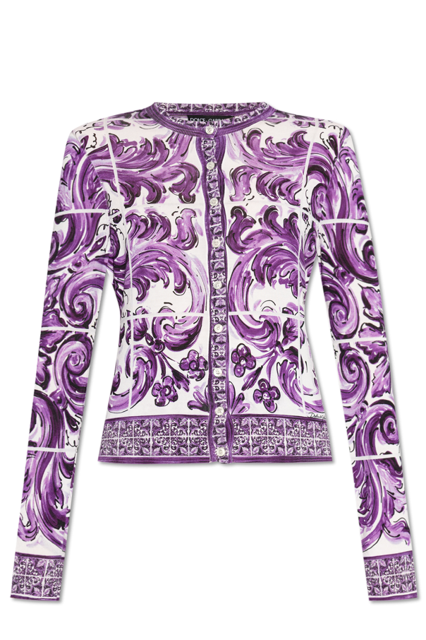 Silk cardigan with "Majolica" print od Dolce & Gabbana