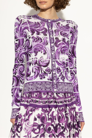Dolce & Gabbana Silk cardigan with "Majolica" print