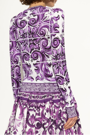 Dolce & Gabbana Silk cardigan with "Majolica" print