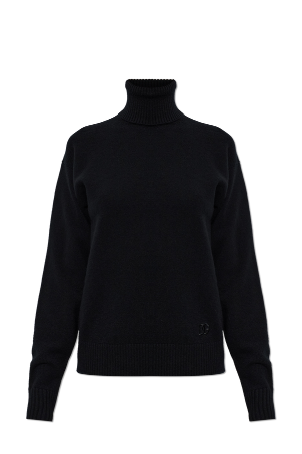 Dolce & Gabbana Wool Turtleneck with Embroidered Logo