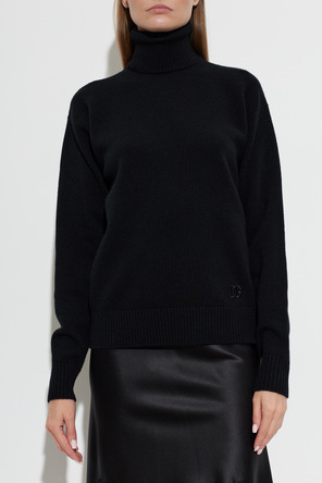Dolce & Gabbana Wool Turtleneck with Embroidered Logo