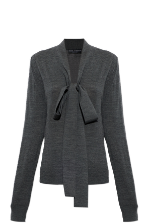Woolen sweatshirt with attached scarf