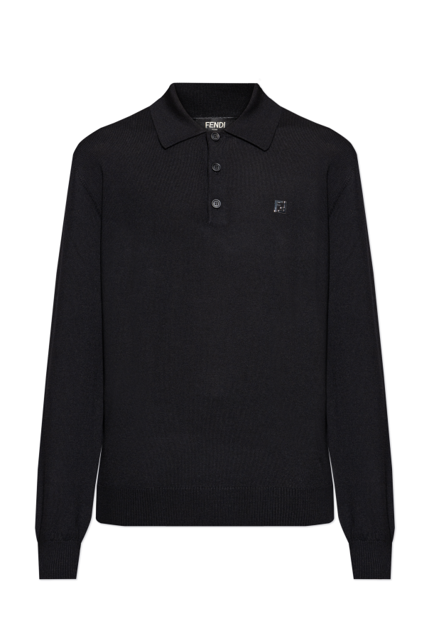 Wool long-sleeve polo od Fendi
