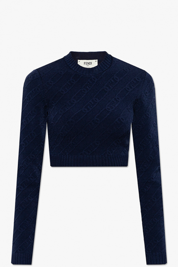 Fendi jacquard Cropped sweater with logo