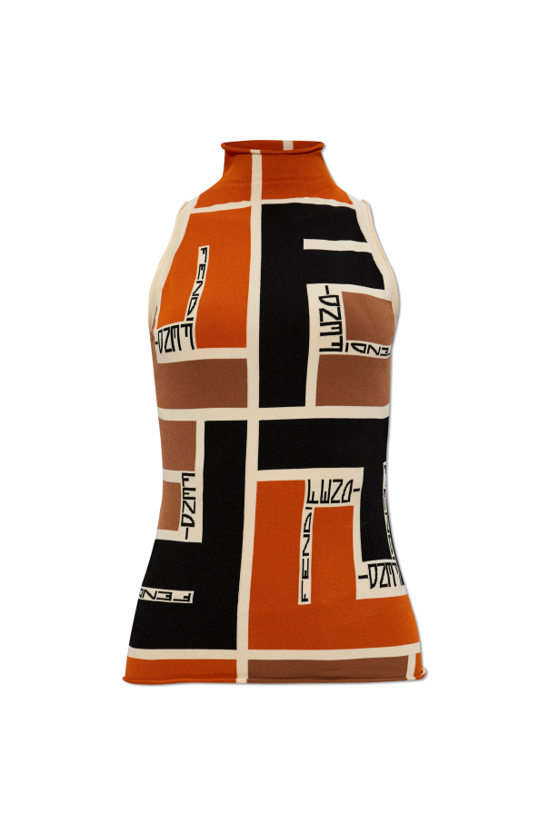Fendi Patterned top with a stand-up collar