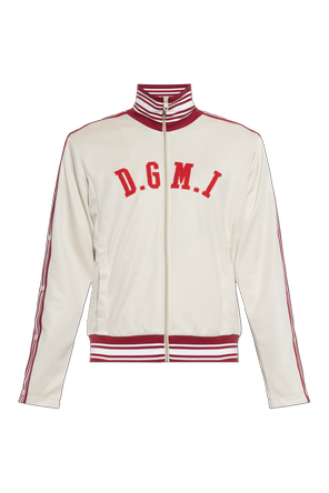Dolce & Gabbana White Track Jacket with Stand Collar